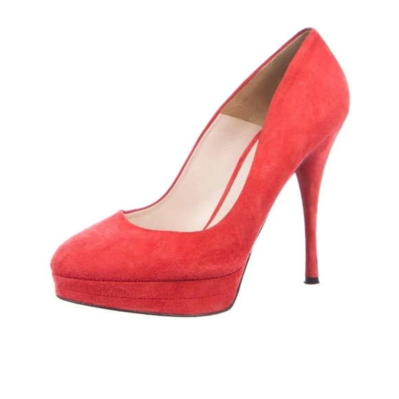 Versace Orange Suede Pumps - Picture 2 of 6